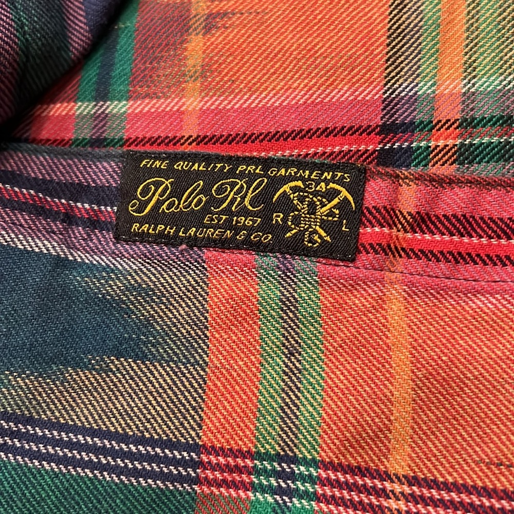 Polo Ralph Lauren Plaid Tribal Aztec Button Down Shirt Small Red Green Blue - Picture 5 of 7